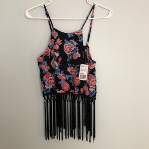 Forever 21 printed fringe crop top